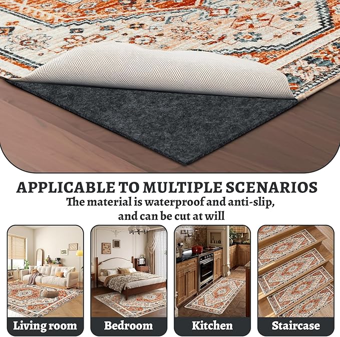100% Waterproof Rug pad, 4x6 ft Area Rug Non-Slip Rug Pads, Carpet Pads for All Floors and finishes, Felt pad for Hardwood Floors, Keep Carpets in Place Soft and Secure