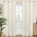 YoungsTex Natural Linen Semi Sheer Curtains 84 Inch Length for Living Room, Light Filtering Window Drapes Privacy with Grommet No See Through for Bedroom, 2 Panels, 38 X 84 Inch