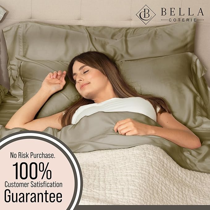 Bella Coterie Luxury Bamboo Viscose King Size Sheet Set | 100% Organically Grown | Ultra Soft | Cooling for Hot Sleepers | 18" Deep Pocket [Olive]