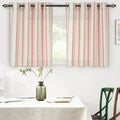 DriftAway Farmhouse Vertical Striped Linen Blend Textured Light Filtering Semi Sheer Curtains for Living Room Bedroom 36 Inches Long Drapes 2 Panels