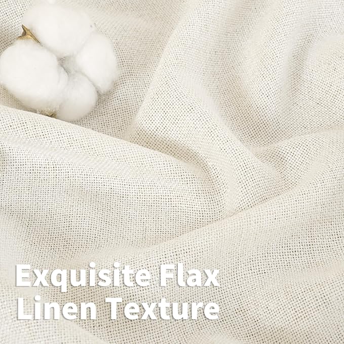 YoungsTex Ivory Linen Curtains 72 Inch Length for Living Room, Light Filtering Drapes with Bronze Grommet Rustic Semi Sheer Privacy for Bedroom Farmhouse Decorative, 52 x 72 Inch, 2 Panels
