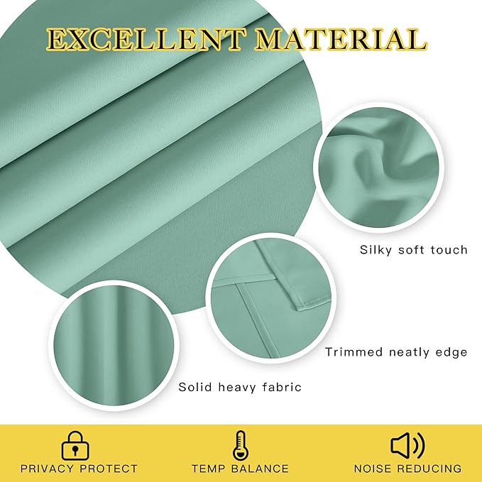 NICETOWN Kitchen Short Blackout Curtain and Drape - Thermal Insulated Solid Grommet Blackout Panel for Patio Bedroom Living Room (Single Panel, 52 inches by 45 inches, Aqua Blue)