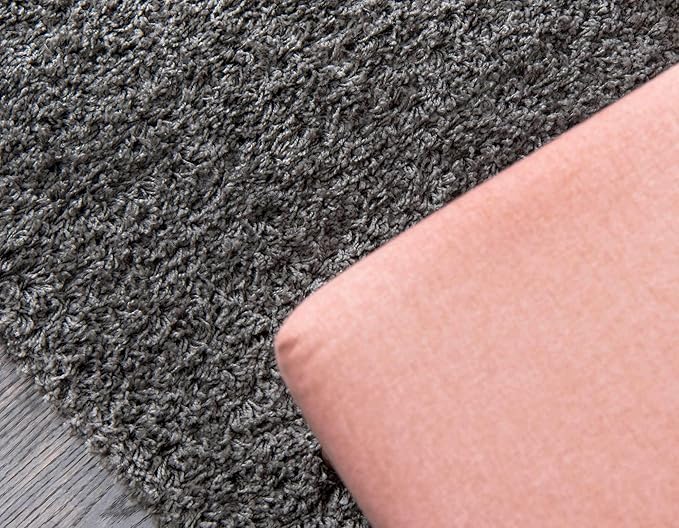 Unique Loom Solid Shag Collection Area Rug (9' x 12' Rectangle, Graphite Gray)