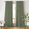 RYB Home Plush Velvet Curtains, Heavy Duty Back Tab Decorative Window Drapes Privacy Room Darkening Covering for Living Room Playroom, Sage Green, W52 x L84 inches, Set of 2 Panels