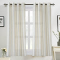 DriftAway Farmhouse Vertical Striped Linen Blend Textured Light Filtering Semi Sheer Curtains for Living Room Bedroom 54 Inches Long Drapes 2 Panels