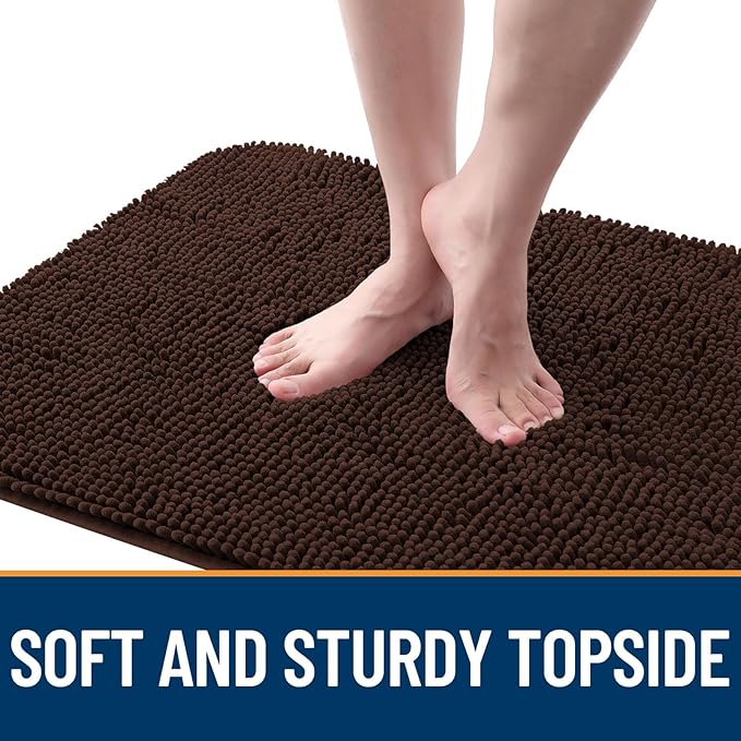 OLANLY Dog Door Mat for Muddy Paws 59x24, Absorbs Moisture and Dirt, Absorbent Non-Slip Washable Doormat, Quick Dry Chenille Mud Mat for Dogs, Entry Indoor Entryway Carpet for Inside Floor, Brown
