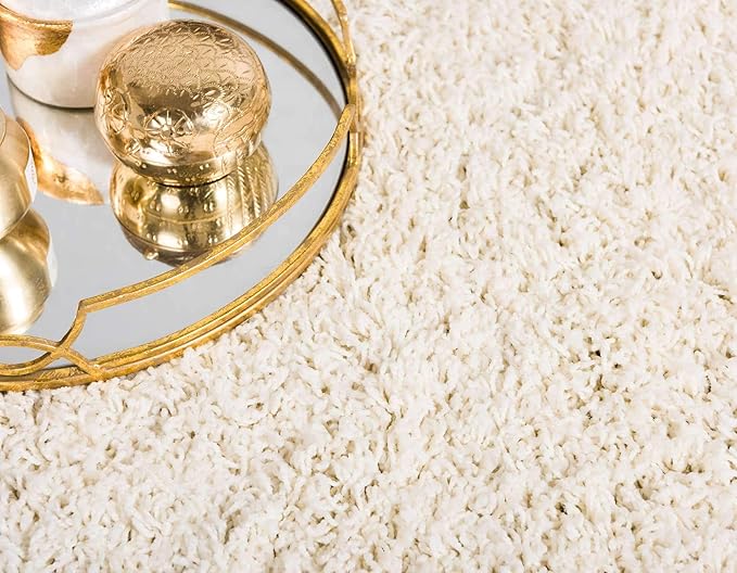 Unique Loom Solid Shag Collection Area Rug (3' 3" x 5' 3" Rectangle, Pure Ivory)
