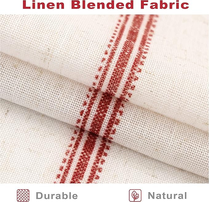 DriftAway Farmhouse Vertical Striped Linen Blend Textured Light Filtering Semi Sheer Curtains for Living Room Bedroom 84 Inches Long Drapes 2 Panels