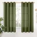 YoungsTex Olive Linen Curtains 68 Inch Length for Living Room, Light Filtering Window Drapes with Bronze Grommet Textured Privacy for Bedroom Farmhouse Decorative, 52 x 68 Inch, 2 Panels