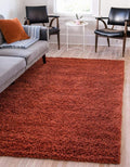 Unique Loom Solid Shag Collection Area Rug (7' 1" x 10' Rectangle, Terracotta)
