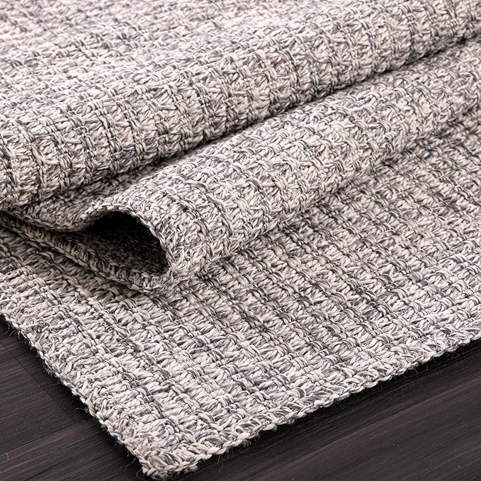 Easy Jute Door Mat, 2x3, Grey, Indoor, Outdoor, Silver, Solid, Rustic Style, Easy-Clean Rug, Woven, Carpet, for Living Room, Bedroom, Dining Room, Hallway, Office, Entryway or Patio, Deck, Porch
