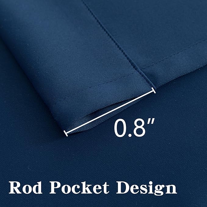 Blackout Curtains 72 Inch Length 2 Panels Set, Black Out Curtains for Bedroom 72 Inch Long, Rod Pocket Energy Saving Room Darkening Drapes for Living Room Window Navy Blue(W52 x L72)