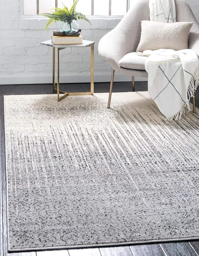 Unique Loom Del Mar Collection Area Rug - Jennifer (8' x 11' Rectangle, Gray/ Black)
