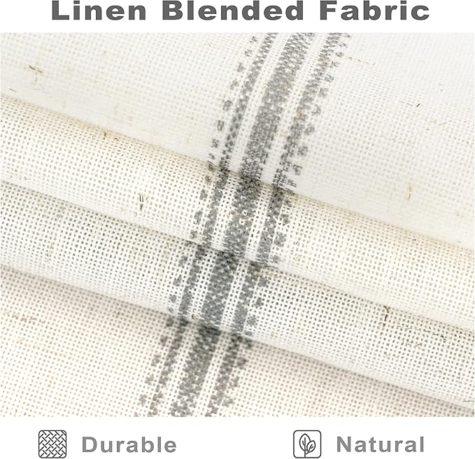 DriftAway Farmhouse Vertical Striped Linen Blend Textured Light Filtering Semi Sheer Curtains for Living Room Bedroom 84 Inches Long Drapes 2 Panels