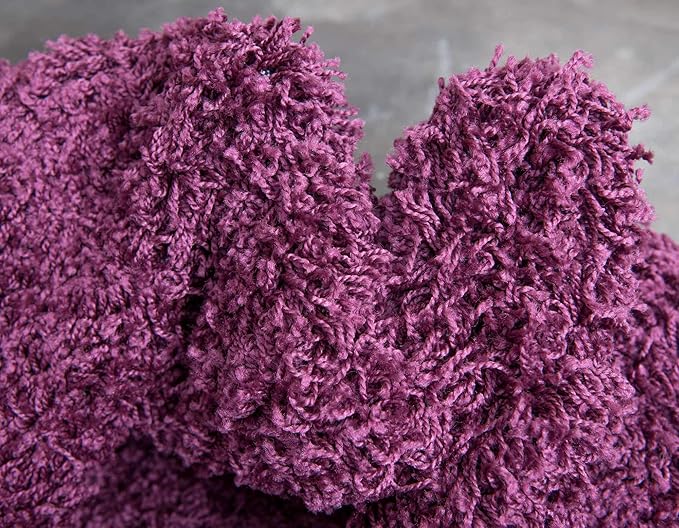 Unique Loom Solid Shag Collection Area Rug (8' Round, Eggplant Purple)