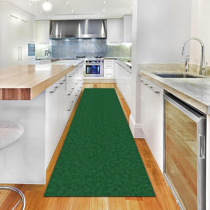 Ottomanson 2' x 21' Hallway Runner with Scraper Pile Extra Durable Non-Slip Rug Mat for Indoor & Outdoor Use - Ideal for Kitchen, Entryway, Patio & Garage - High-Traffic Carpet, Green
