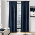 DONREN Blue Curtains 96 Inch Length Thermal Insulated Room Darkening Blackout Curtains for Bedroom,Set of 2 Panels