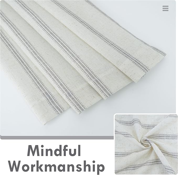 DriftAway Farmhouse Vertical Striped Linen Blend Textured Light Filtering Semi Sheer Curtains for Living Room Bedroom 36 Inches Long Drapes 2 Panels Linen Gray