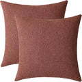 Jeneoo Ocher Decorative Square Thick Accent Terracotta Throw Pillow Covers Fine Textured Boucle Couch Cushion Cases for Sofa Decor, Set of 2, 20 x 20 Inch