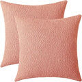 Jeneoo Coral Pink Decorative Square Thick Throw Pillow Covers Fine Textured Boucle Couch Cushion Cases for Sofa Decor, Set of 2, 20 x 20 Inch