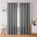 Tollpiz Linen Curtain Living Room Rod Pocket Semi Sheer Curtains Burlap Light Filtering Thick Linen Drape for Bedroom, 54 x 72 inches Long, Dark Grey, Set of 2 Panels