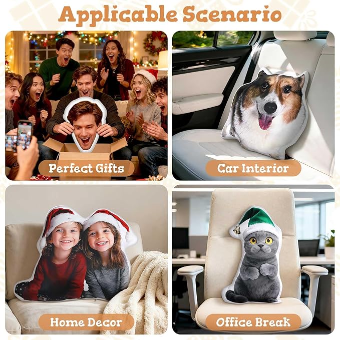 Custom4U Custom Pet Pillow with Picture Personalized Body Shaped Pillow Double Side Print Funny White Elephant Gifts for Adults (28inches)