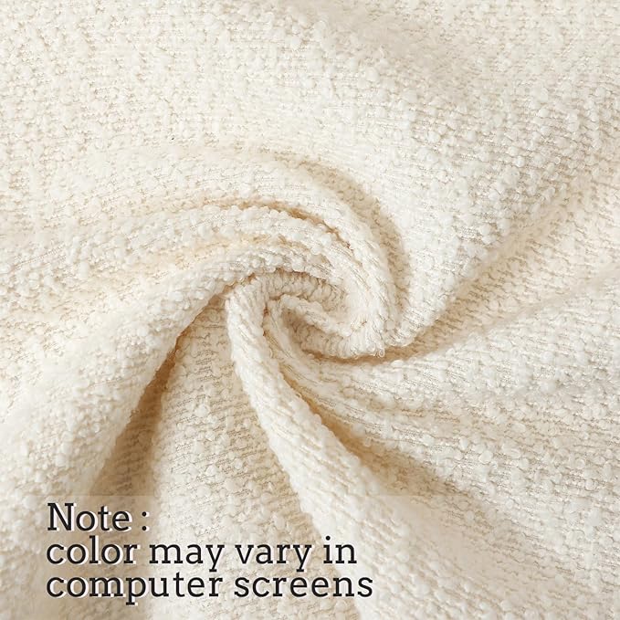 Jeneoo Ivory Decorative Square Thick Accent Throw Pillow Covers Fine Textured Boucle Couch Cushion Cases for Livingroom Sofa Decor, Set of 1, 24 x 24 Inch