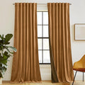 RYB HOME Luxurious Bronze Velvet Curtain Panels for Living Room Bedroom, Heavy Duty Thermal Insulated Floor-Length Back Tab Velvet Drapes for Vintage Decor, 52" W x L90 L, 2 Panels Set