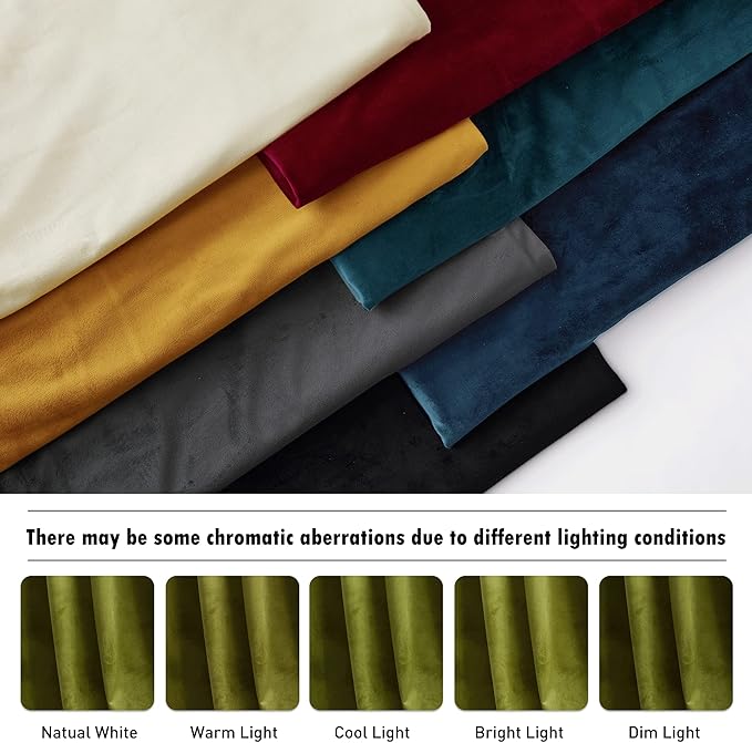 RYB HOME Moss Green Velvet Curtains 100 inches, Back Tab Soft Fabric Room Darkening Thermal Insulated Luxurious Home Decor Curtains for Living Room Bedroom, W 52" x L 100", 2 Panels Set