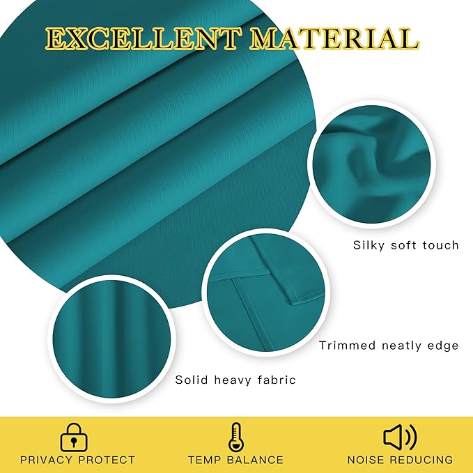 NICETOWN Patio Blackout Curtain Panels - Extra Wide Sliding Door Thermal Insulated Drape, Privacy Room Divider Curtain for Bedroom Office (Peacock Teal, 66 x 118 Inch Long)