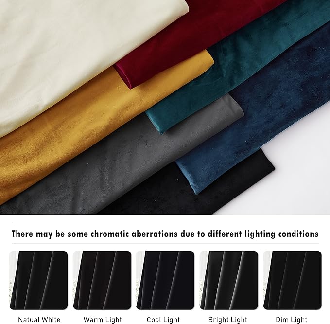 RYB HOME Velvet Curtains 108 inches - Blackout Heavy Duty Curtains Soft Luxury Back Tap Window Covering Privacy Blinds for Kids Room Bathroom Bedroom, Black, W52 x L108 inches, 2 Panels