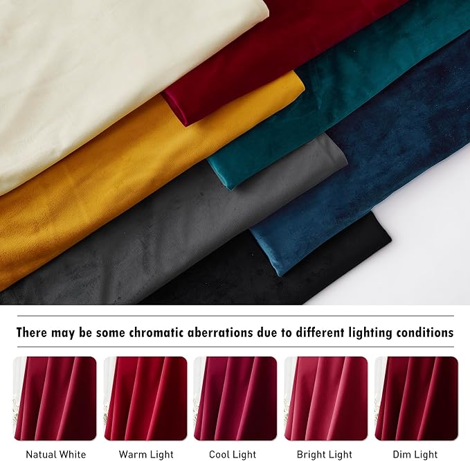 RYB HOME Red Velvet Curtains 92 inches, Back Tab Soft Fabric Room Darkening Thermal Insulated Luxurious Home Decor Curtains for Living Room Bedroom, W 52" x L 92", 2 Panels Set