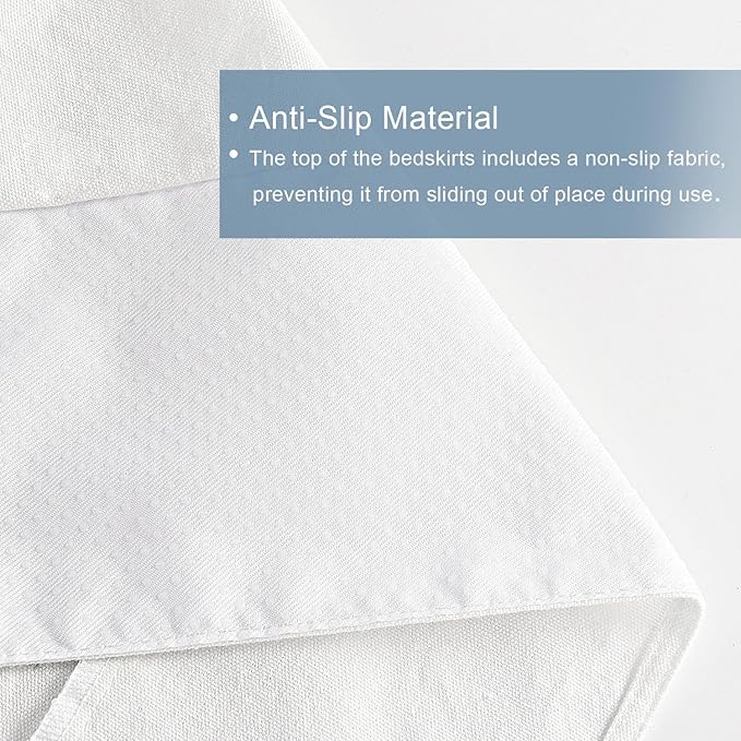 HIG Queen Bed Skirt - Easy Fit Scallop Edge Pleated Bedskirts With Spilt Coner, 18 Inch Drop Anti-Slip Dust Ruffle, Thick Fabric for Enhanced Privacy, Pre-Washed for Long-Lasting Use, Machine Washable