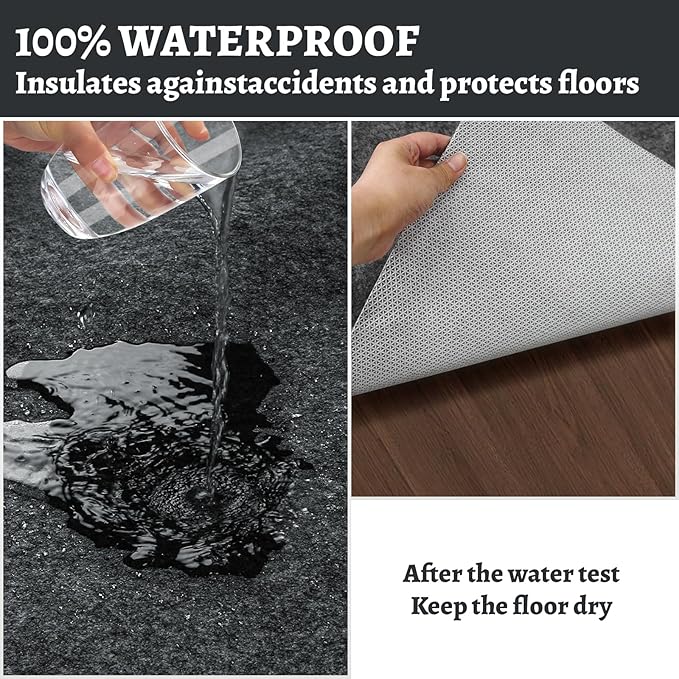 100% Waterproof Rug pad, 2x20 ft Area Rug Non-Slip Rug Pads, 1/4" Thick Carpet Pads for All Floors and finishes, Felt pad for Hardwood Floors, Keep Carpets in Place Soft and Secure