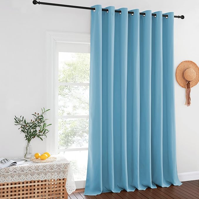 NICETOWN Teal Blue Blackout Curtains for Bedroom/Living Room 132 Inch Length - Thermal Insulated Room Darkening Grommet Top Window Curtains (100 by 132 - Inch, 1 Panel)