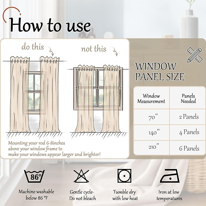 100% Blackout Curtains for Living Room 90 Inches Long 2 Panels, Faux Linen Textured Floor Length Thermal Insulated Bronze Grommet Boho Window Energy Save Drapes, Each 52" Wide, Burlap
