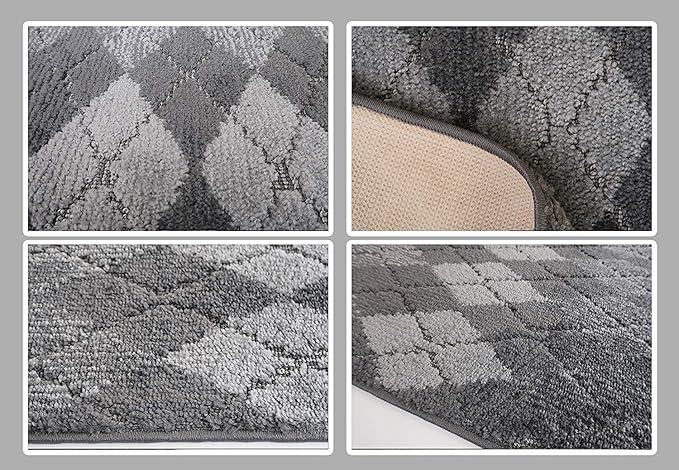 Custom Length Hallway Runner Rug,Slip Resistant,Squares Anthracite, 26 Inch X 19 feet, Sold and Priced Per Foot