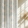 100% Boho Blackout Curtains 72 Inches Long for Bedroom, Blue on Beige Patterned Bohemian Curtains for Living Room, Geometric Striped Thermal Insulated Window Drapes Gromment Top 2 Panels