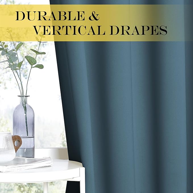 NICETOWN Blackout Curtains & Drapes - Privacy Thermal Efficiency Backdrop Curtains for Bedroom Room Divider Living Room Patio Sliding Glass Door, Wide 80 x Long 144 inch, Smoky Blue, 1 Panel