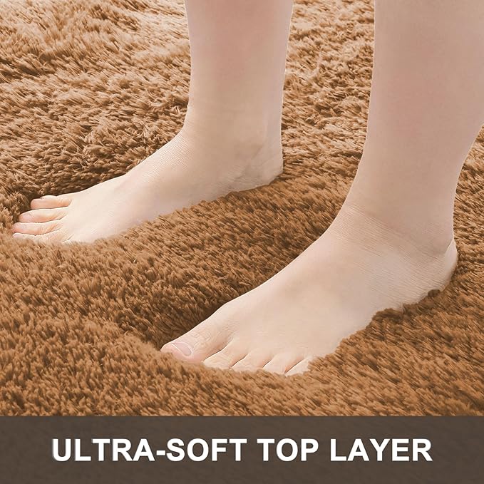 OLANLY 2x4 Machine Washable Runner Rugs for Hallway, Soft Fluffy Shaggy Bedside Rugs for Bedroom, Living Room, Indoor Floor Carpet for Kids Girls and Boys, Nursery Rooms, Home Decor Aesthetic, Khaki