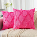 decorUhome Spring Euro Sham Throw Pillow Covers 22x22 Inch Set of 2, Soft Plush Faux Fur Wool Hot Pink Couch Pillow Covers, Decorative Neutral Pillow Cases for Bed Sofa Living Room Home Decor