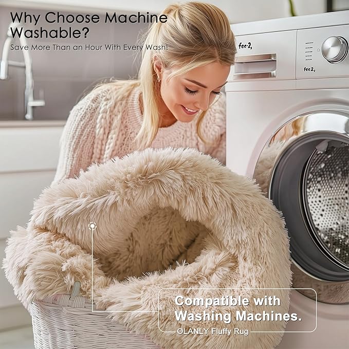 OLANLY 5x8 Machine Washable Large Area Rugs for Living Room, Bedroom, Soft Fluffy Shaggy Bedside Rug, Indoor Floor Carpet for Kids Girls and Boys, Dorms, Nursery, Home Decor Aesthetic, Beige