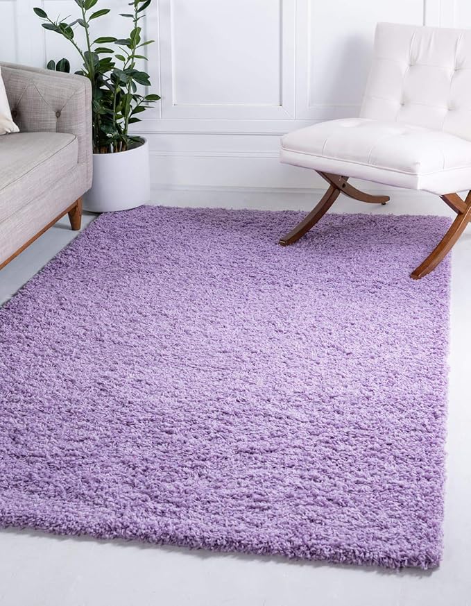 Unique Loom Solid Shag Collection Area Rug (3' 3" x 5' 3" Rectangle, Lilac)