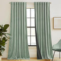 RYB HOME Mint Green Velvet Curtains 96 inches Long, Room Darkening, Floor-Length, Coastal Style Back Tab Velvet Drapes for Nursery Living Room Office, 52" W x L96 L, Auqa