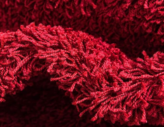 Unique Loom Solid Shag Collection Area Rug (8' x 11' Rectangle, Cherry Red)