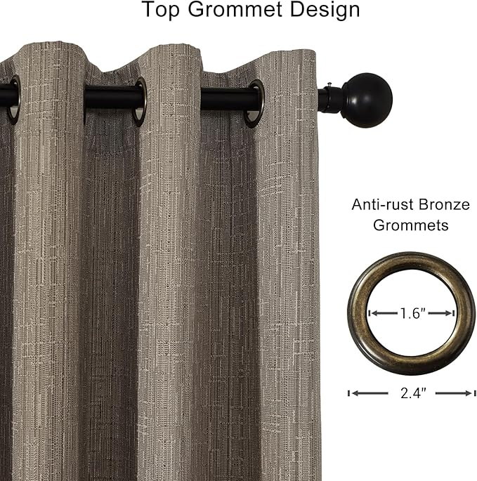 Linen Curtains 166 inch Length 2 Panels for High Ceiling Extra Long Thick Faux Linen Window Drapes Burlap Textured Curtains with Grommet for 2 Story High Living Room (52x166 Dark Coffee)