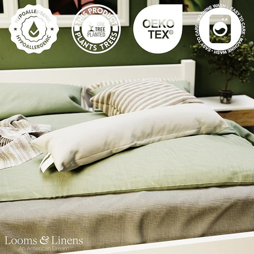 12x48 inch Boudoir Pillow by Looms and Linens with Down Alternative Lumbar Throw Pillow - USA Made Lumbar Pillow Pack of 1