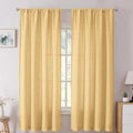 Tollpiz Linen Curtain Bedroom Rod Pocket Semi Sheer Curtains Burlap Light Filtering Thick Linen Drape for Living Room, 54 x 63 inches Long, Beige, Set of 2 Panels