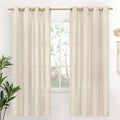 YoungsTex Linen Curtains 78 Inch Length for Living Room, Light Filtering Semi Sheer Window Drapes with Bronze Grommet Privacy for Bedroom Farmhouse Decorative, 52 x 78 Inch, 2 Panels