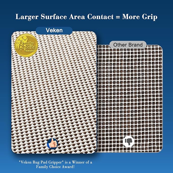Veken 2.5x12 Ft Rug Pad Gripper for Hardwood Floors, Non Slip Rug Pads for Area Rugs, Thick Rug Grippers for Tile Floors, Under Carpet Anti Skid Mat, Keep Your Rugs Safe and in Place